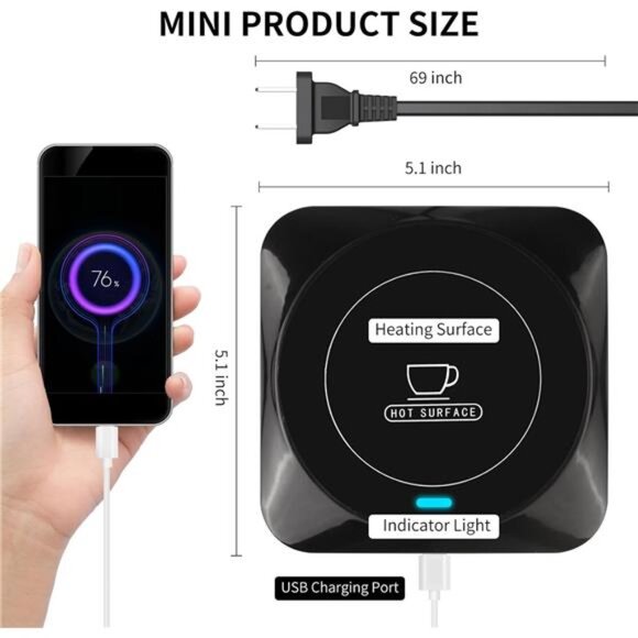 Smart USB Coffee Cup Warmer with Pressure-Induced Auto On/Off,Coffee Accessories - Picture 2 of 7